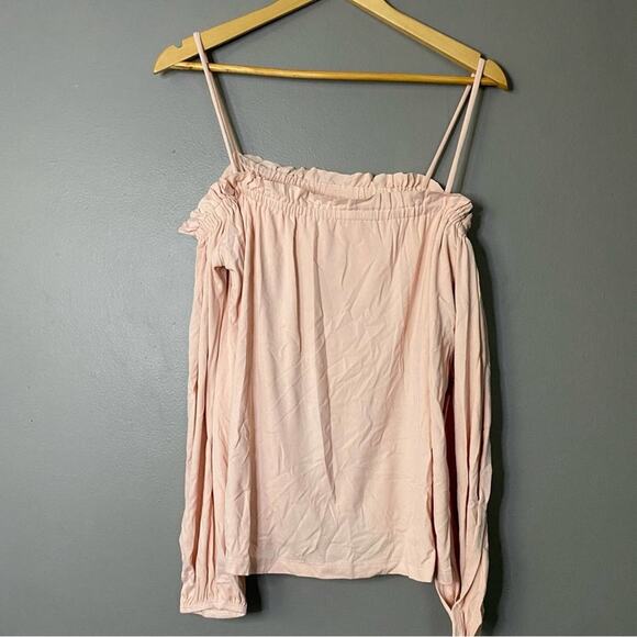 Susana Monaco Tops - 🚫🚫🚫Powder Pink Pastel Ruffle Split Sleeve Top Coquette Jersey M🚫🚫🚫